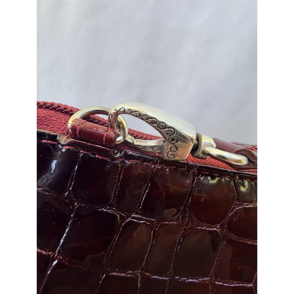 Brighton vintage Red Croc Embossed Leather Bow Purse Adjustable Clutch/Crossbody - Picture 15 of 16
